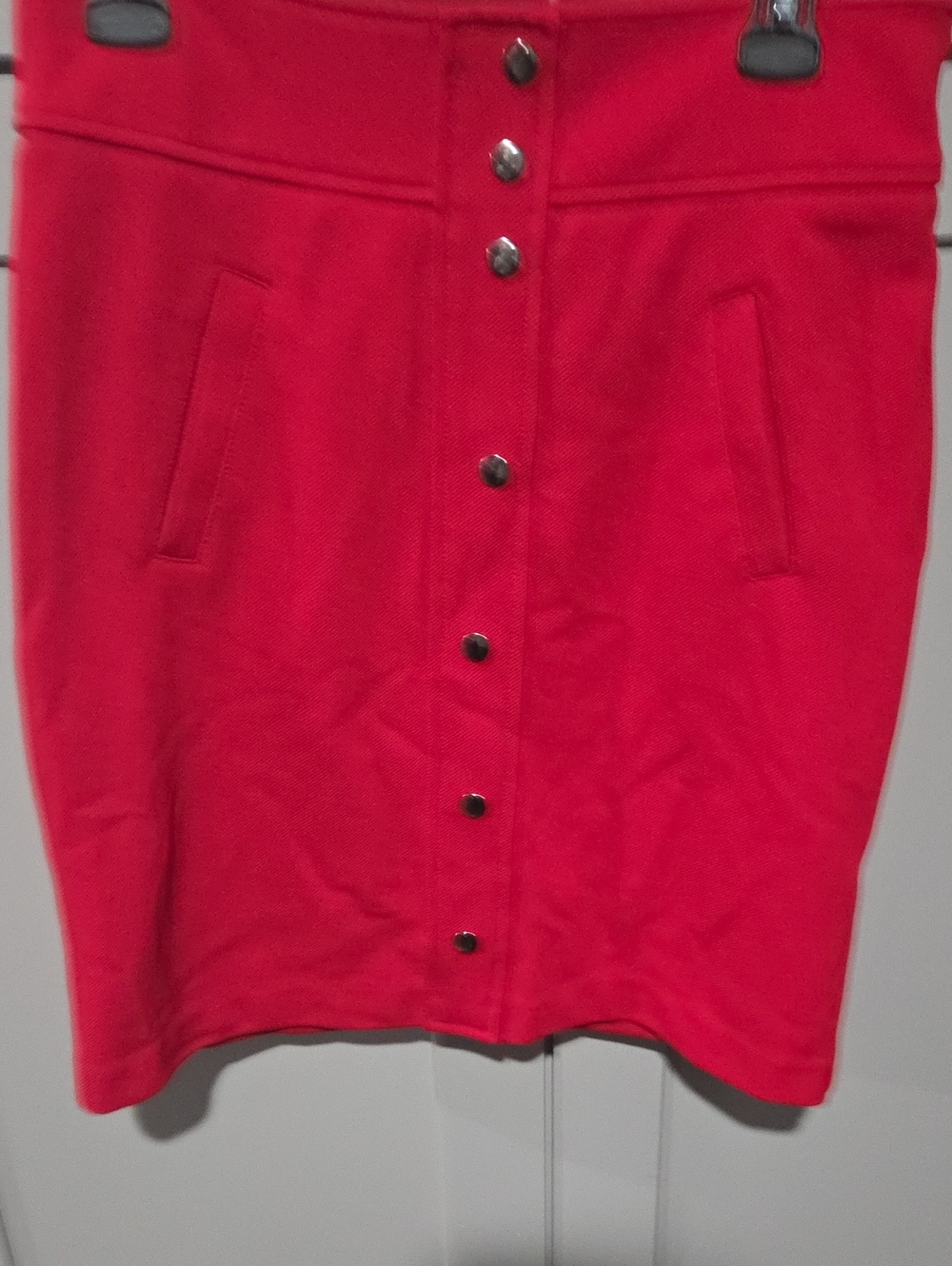 Dana Buchman Bright Red Button-Front Pencil Skirt